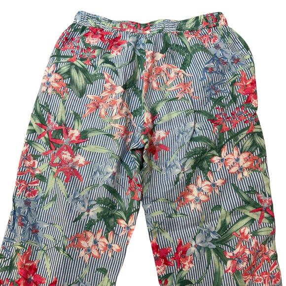 Tommy Bahama Orchid Isle Stripe Linen Easy Pants Tropical Floral Blue Size Small - Picture 7 of 10